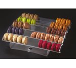 présentoir à macarons PMMA 5 rangs plats 32.5x31.5x6.5 cm