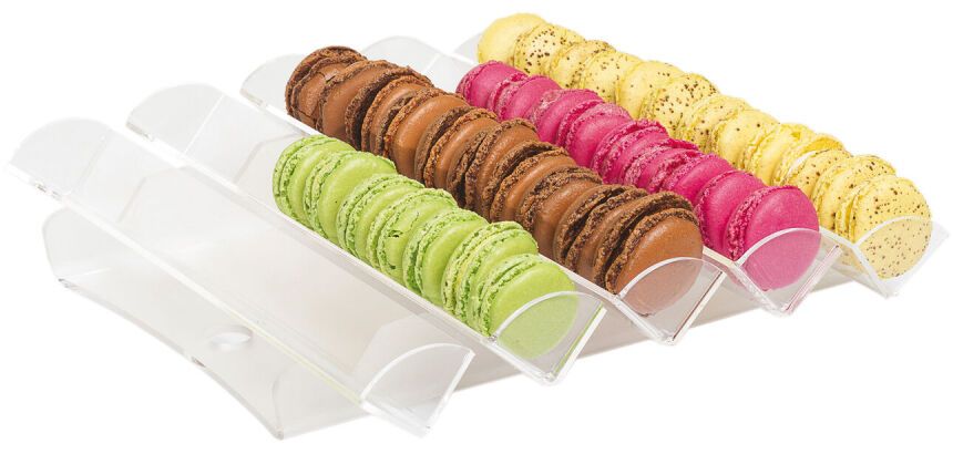 présentoir à macarons PMMA 5 rangs plats 32.5x31.5x6.5 cm