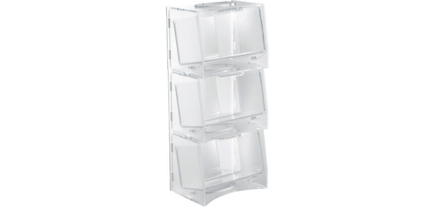 set de 3 conteneurs empilables PMMA 19x13x14.5 cm