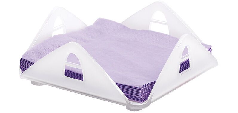 porte-serviettes carré de comptoir en PMMA transparent pour serviettes 33x33 cm dim : 170x170x75 mm