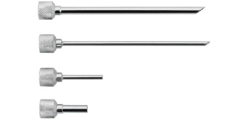 jeu 4 aiguilles d'injection 3 et 5 mm pour siphon tailles 3 et 11 cm