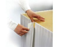 rouleau de 15 mètres de juponnage de table en non tissé plissé blanc, pose par adhésif, h 730 mm