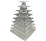 pyramide à macarons carrée 9 étages 300x300x H 440 mm en PET transparent