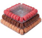 pyramide à macarons carrée 9 étages 300x300x H 440 mm en PET transparent