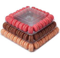 pyramide à macarons carrée 9 étages 300x300x H 440 mm en PET transparent