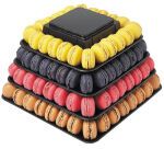 pyramide à macarons carrée 9 étages 300x300x H 440 mm en PET noir