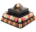 pyramide à macarons carrée 9 étages 300x300x H 440 mm en PET noir