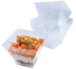 carton de 240 (12 sachets de 20) verrines en polystyrène pour entrées et desserts Padoga transparentes 80x80x63 mm 20 cl