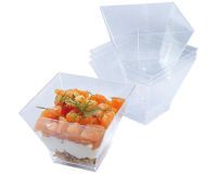 carton de 240 (12 sachets de 20) verrines en polystyrène pour entrées et desserts Padoga transparentes 80x80x63 mm 20 cl