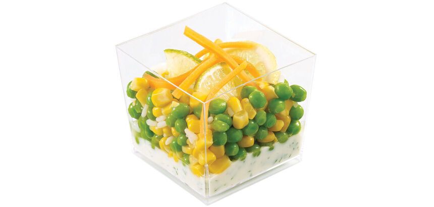 carton de 200 (10 sachets de 20) verrines en polystyrène pour entrées et desserts Craps transparentes 70x70x64 mm 23 cl