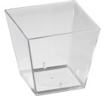 carton de 600 (6 sachets de 100) verrines en polystyrène pour mises en bouche Square transparentes 49x49 mm 6 cl