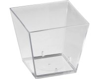 carton de 600 (6 sachets de 100) verrines en polystyrène pour mises en bouche Square transparentes 49x49 mm 6 cl