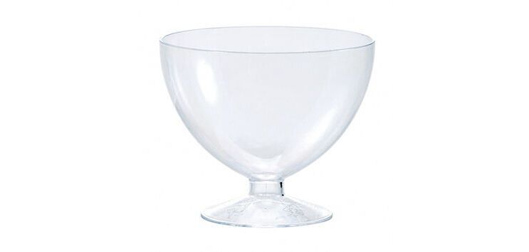 carton de 100 coupes en polystyrène dessert à pied transparentes rondes ø 90 H75 mm 17,5 cl