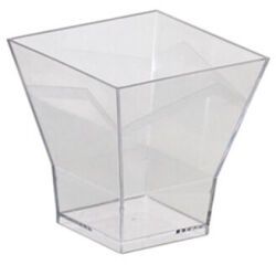 carton de 180(15 paquets de 12) verrines en polystyrène pour entrées et desserts Cubo  transparentes 70x70 mm 18 cl