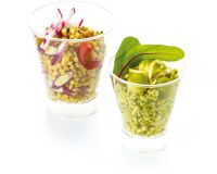 carton de 10 (10 paquets de 10) verrines en polystyrène pour entrées et desserts Ypsilon ø 70 H80 mm 15 cl