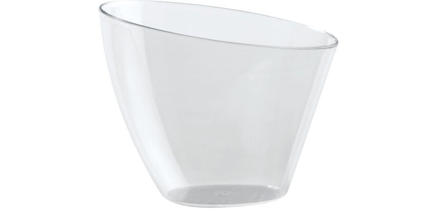 carton de 100 verrines en polystyrène pour mises en bouche Ellipse transparentes ø 69 H 57 mm 8,5 cl