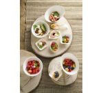 carton de 600 (12 paquets de 50) mises en bouche en fibre mini plats carrés 65x65 h 45 mm