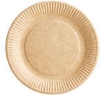 carton de 500 (5 paquets de 100) assiettes carton bioline couleur kraft ø 23 cm