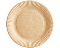 carton de 500 (5 paquets de 100) assiettes carton bioline couleur kraft ø 23 cm