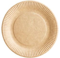 carton de 500 (5 paquets de 100) assiettes carton bioline couleur kraft ø 23 cm