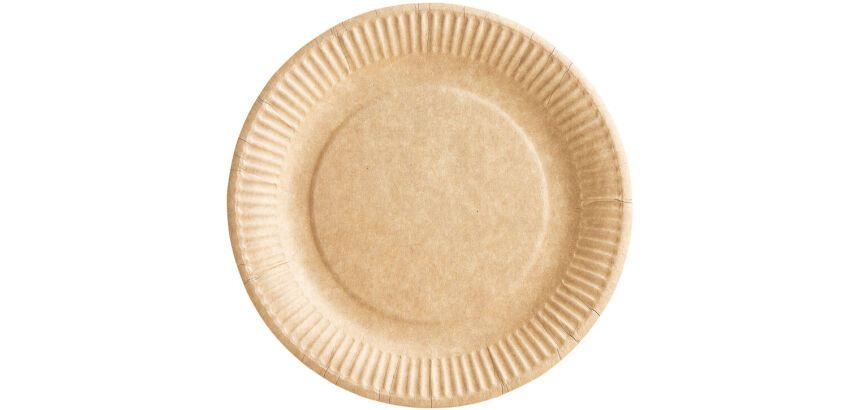 carton de 500 (5 paquets de 100) assiettes carton bioline couleur kraft ø 23 cm