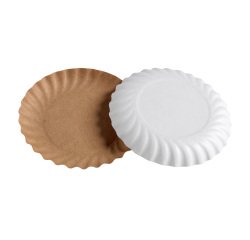 boîte de 500 (10 sachets de 50) coupelles en carton festonnées kraft / blanc ø 125 mm