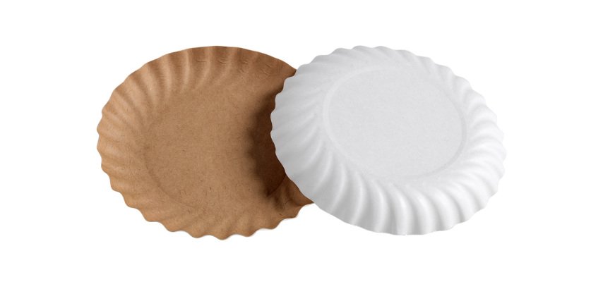 boîte de 500 (10 sachets de 50) coupelles en carton festonnées kraft / blanc ø 125 mm