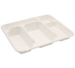 carton de 200 (4 paquets de 50) plateaux repas en fibre de canne à 5 compartiments - 300x245x40 mm