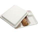 carton de 200 (4 paquets de 50) couvercles en fibre de canne pour plateau 5 compartiments 707646 310x250x33 mm