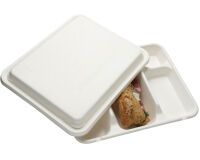 carton de 200 (4 paquets de 50) couvercles en fibre de canne pour plateau 5 compartiments 707646 310x250x33 mm