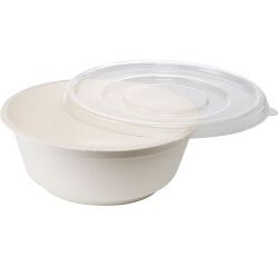 carton de 900 (9 sachets de 100) couvercles en pet pour saladiers ronds en fibre de canne ø 135 mm