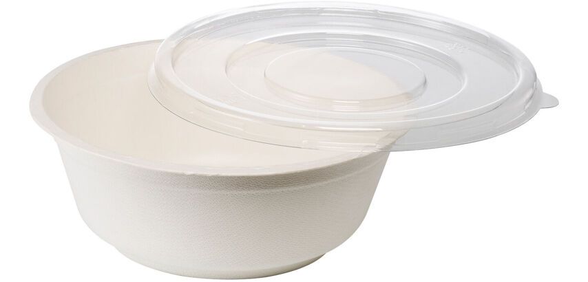 carton de 900 (9 sachets de 100) couvercles en pet pour saladiers ronds en fibre de canne ø 135 mm