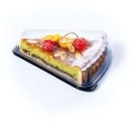 Carton de 420 (14 sachets de 30) bases tarte triangle PET noir avec couvercles transparents PET