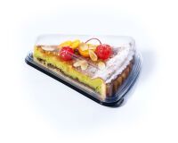 Carton de 420 (14 sachets de 30) bases tarte triangle PET noir avec couvercles transparents PET