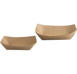 carton de 1000 (4 sachets de 250) barquettes carton kraft brun rectangulaire 14x10,5x3 cm - 22 cl