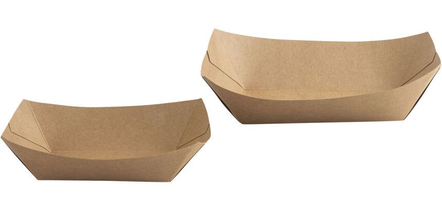 carton de 1000 (4 sachets de 250) barquettes carton kraft brun rectangulaire 14x10,5x3 cm - 22 cl