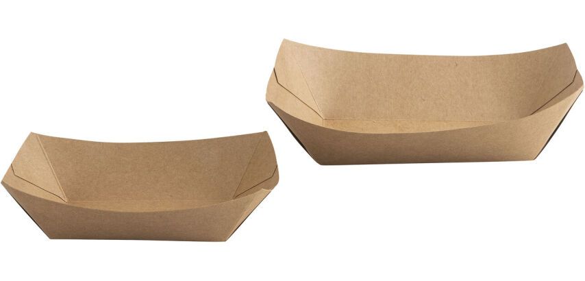 carton de 1000 (4 sachets de 250) barquettes carton kraft brun rectangulaire 16x12x3 cm - 30 cl