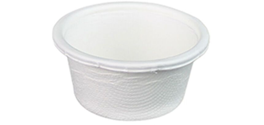 carton de 1000 (20 sachets de 50) pots à sauce en fibre de canne ronds sans couvercle ø 60 mm 6 cl