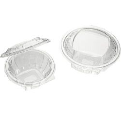Carton de 400 (4 sachets de 100) saladiers cristal avec couvercles à charnière ø 17 cm hauteur 9 cm 75 cl