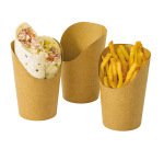 carton de 1000 (20 sachets de 50) pots snack en carton brun pour wraps ou frites ø bas 80 h 134 mm