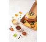 carton de 300 (6 sachets de 50) boîtes à burger carrées en carton brun 150x1155 h 40/75 mm