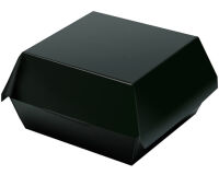 sachet de 50 boîtes burger carton noir avec couvercle articulé 11,5x11,5 cm hauteur 6 cm