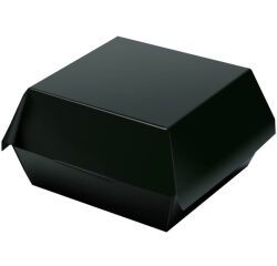 sachet de 50 boîtes burger carton noir avec couvercle articulé 11,5x11,5 cm hauteur 6 cm