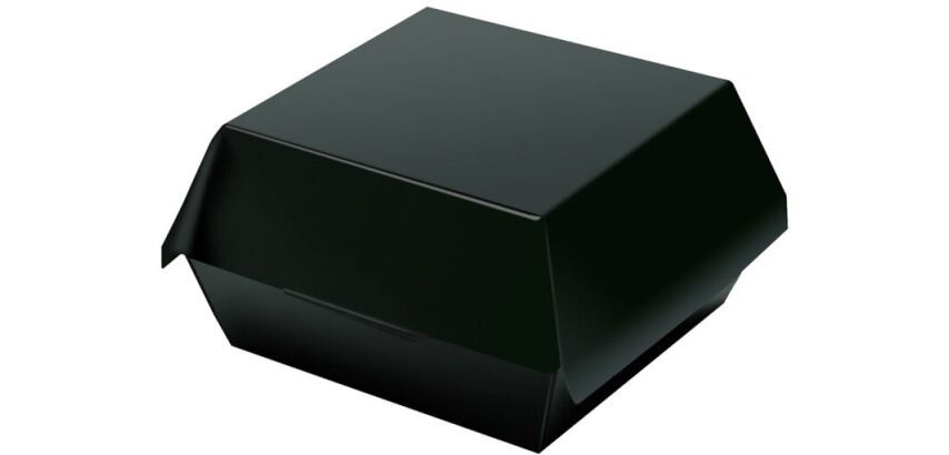 sachet de 50 boîtes burger carton noir avec couvercle articulé 11,5x11,5 cm hauteur 6 cm