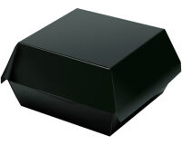 sachet de 50 boîtes burger carton noir avec couvercle articulé 15x15 cm hauteur 7,5 cm