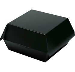 sachet de 50 boîtes burger carton noir avec couvercle articulé 15x15 cm hauteur 7,5 cm