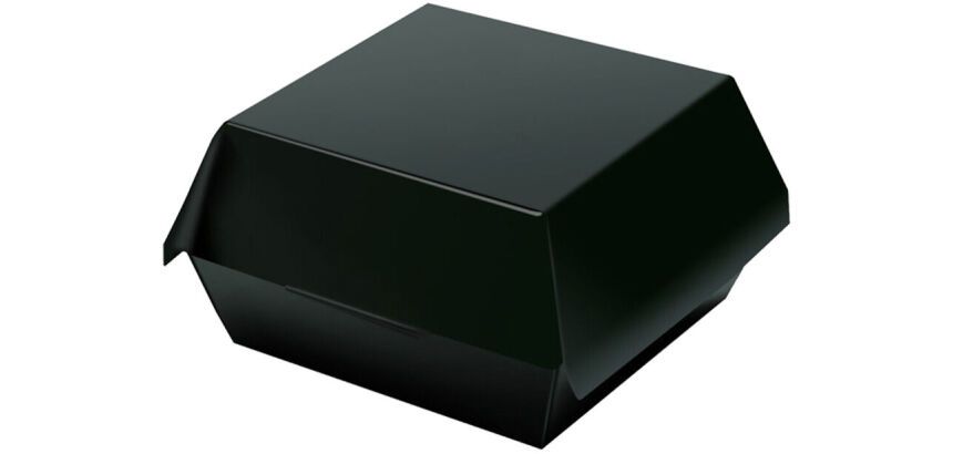 sachet de 50 boîtes burger carton noir avec couvercle articulé 15x15 cm hauteur 7,5 cm
