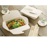 carton 150 (2 sachets de 75) boîtes repas fibre kraft 21x15 cm h 5,3 cm 100 cl