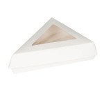 carton de 300 (4 sachets de 75) boites à tarte triangle carton blanc avec couvercle fenêtre pet