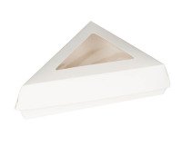 carton de 300 (4 sachets de 75) boites à tarte triangle carton blanc avec couvercle fenêtre pet